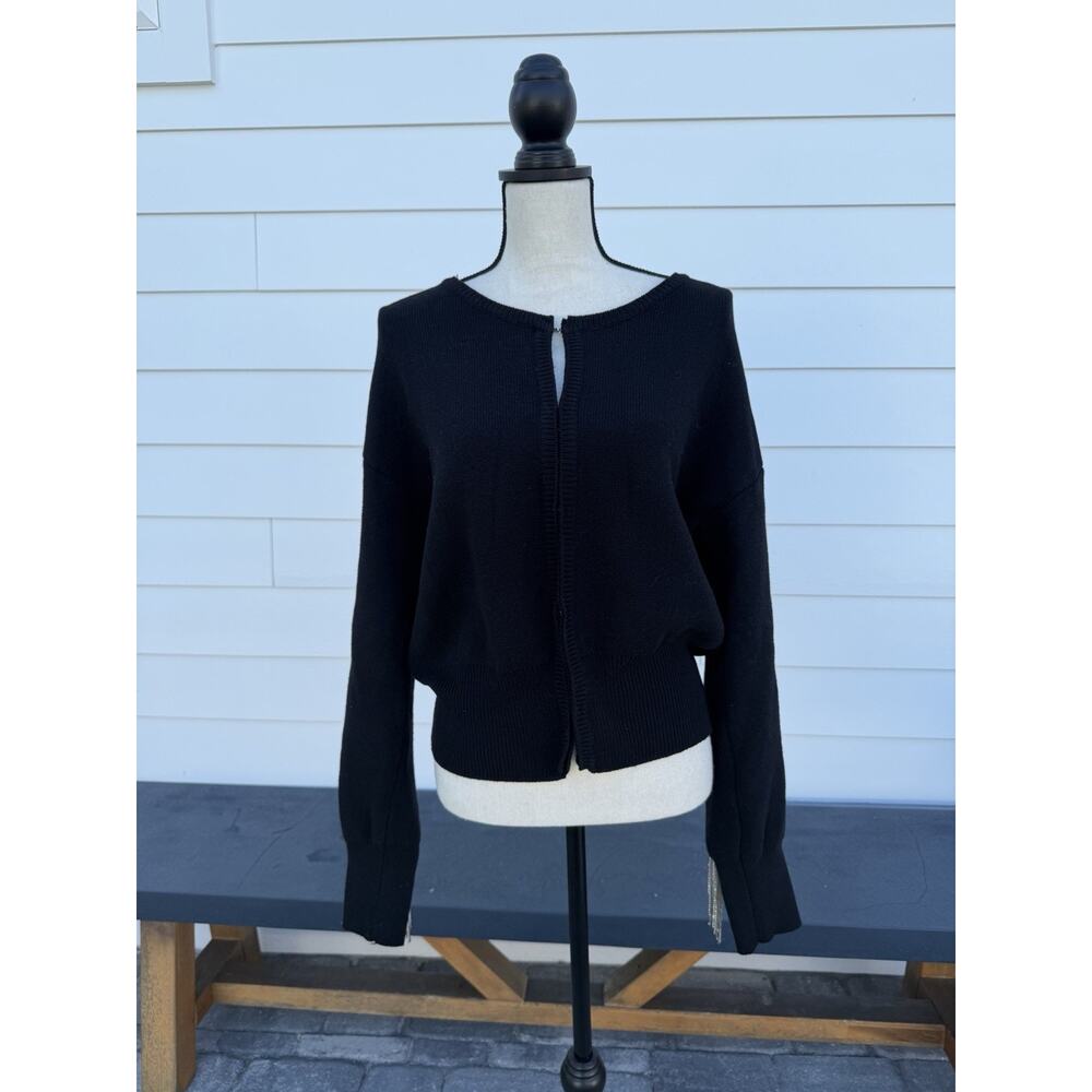 Rhinestone Fringe Cardigan Sweater Black Western Boho Glam Small - Picture 6 of 9